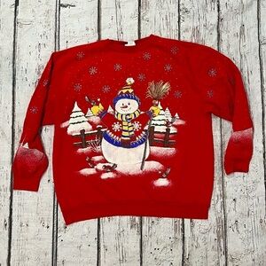 Vintage 1980s Snowman Christmas Holiday Time 80s Crewneck Sweatshirt